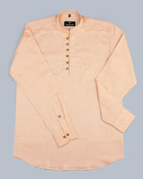 Candlelight Orange Solid Jacquard Shirt Style Kurta