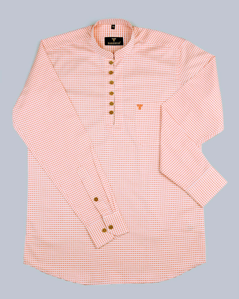 Twilight Orange Solid Jacquard Shirt Style Kurta