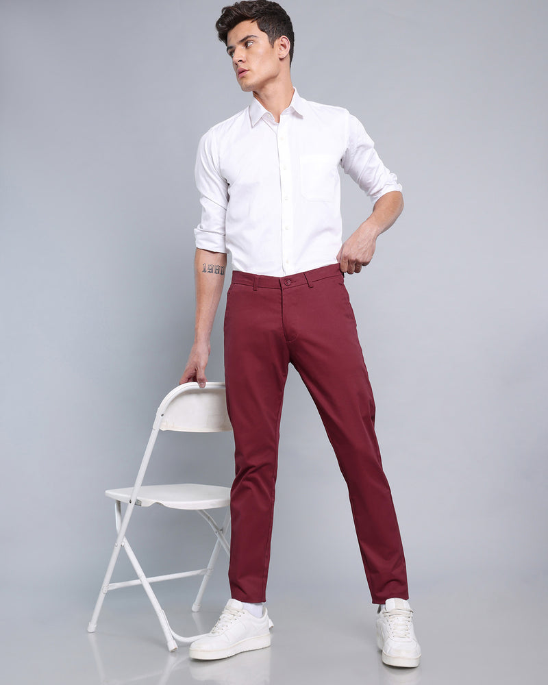 Mulberry Pink Stretch Cotton Chinos