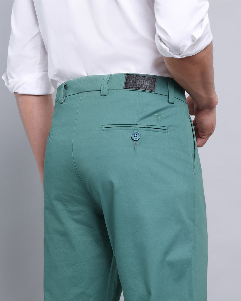 Teal Green Stretch Cotton Chinos
