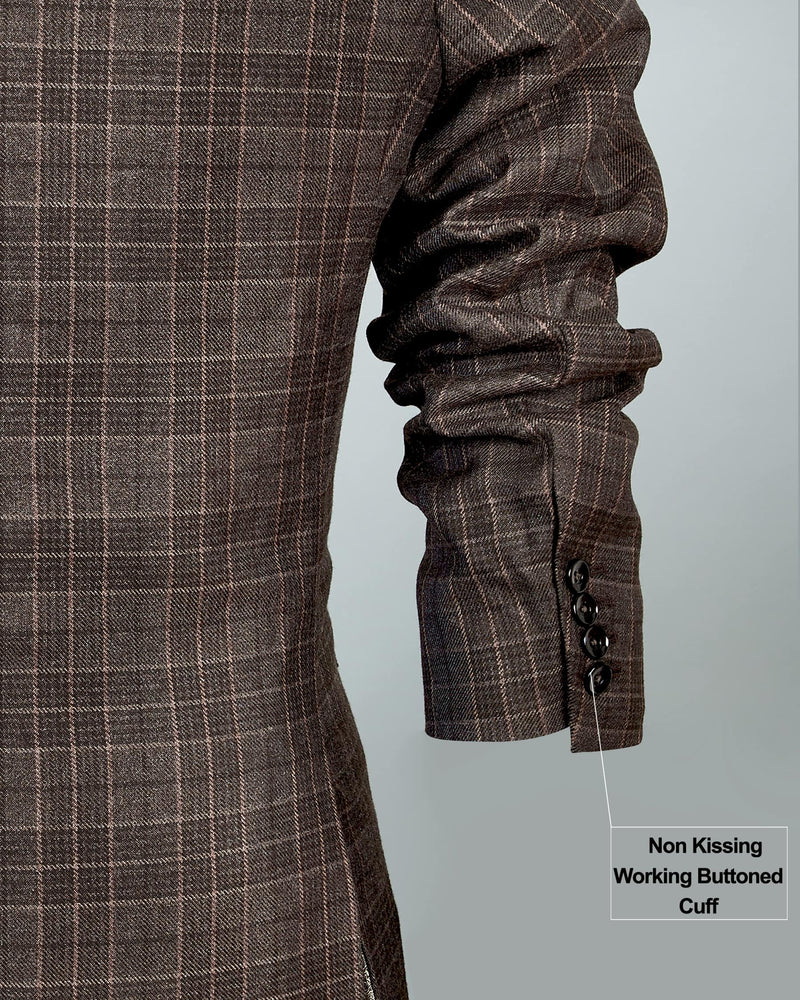 Sandstone Brown Wool Rich Double Breasted Blazer