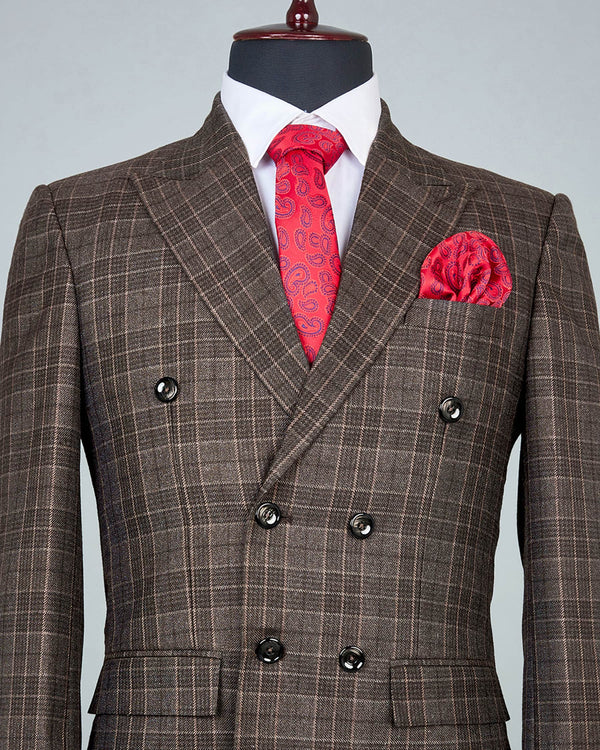 Sandstone Brown Wool Rich Double Breasted Blazer