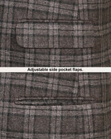Zordic Brown Checkered Wool Rich Single Breasted Blazer