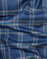 River Blue Windowpane Checkered Single Breasted Blazer