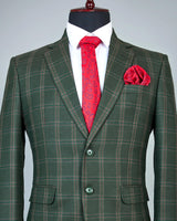 Lonar Green Windowpane Checked Tweed Cotton Blazer