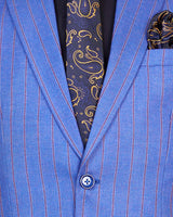 Everblue Striped Wool Rich Single Breasted Blazer