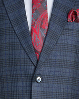 Spindle Blue Checkered Single Breasted Wool Rich Blazer