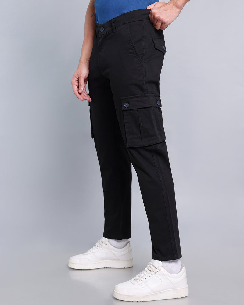 Ultra Black Stretch Cotton Cargo Pants – Hamercop