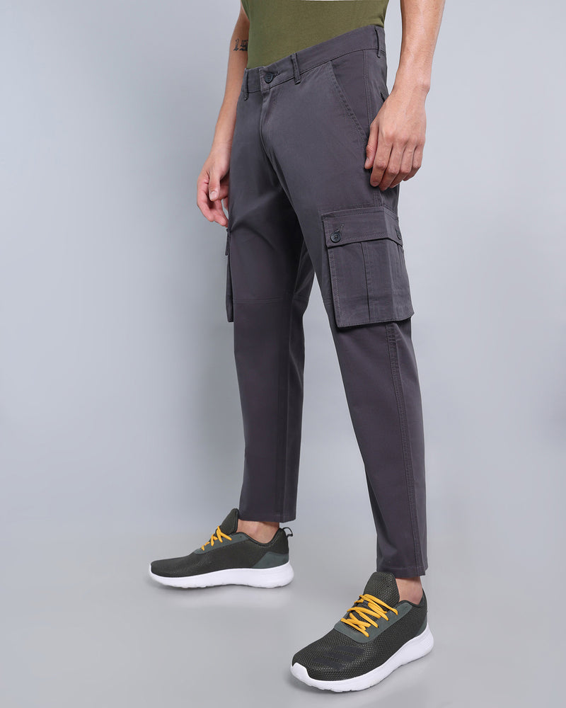 Charcoal Gray Stretch Cotton Cargo