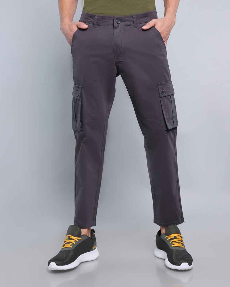 Charcoal Gray Stretch Cotton Cargo