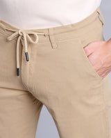 Solid Khaki Stretch Cotton Shorts