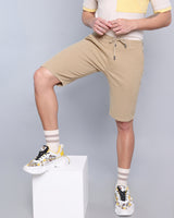 Solid Khaki Stretch Cotton Shorts