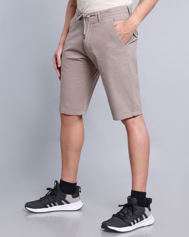 Smokey Taupe Stretch Cotton Shorts