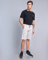 Stylish Grayish Off White Stretch Cotton Shorts