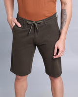 Stylish Sacramento Dark Green Stretch Cotton Shorts