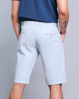 Stylish Sky Blue Stretch Cotton Shorts