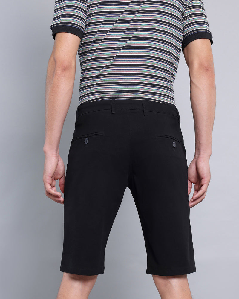 Stylish Black Jack Stretch Cotton Shorts
