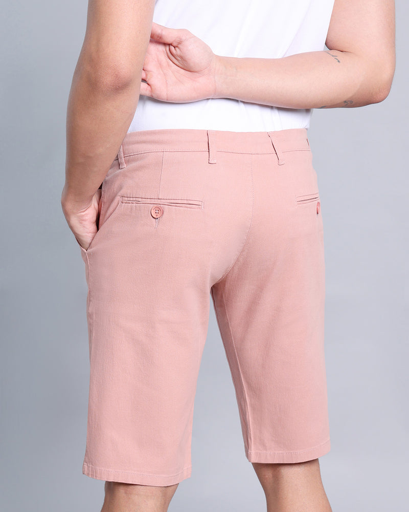 Stylish Rust Pink Stretch Cotton Shorts