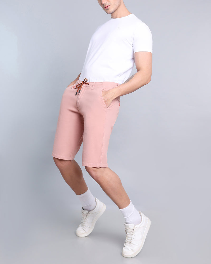 Stylish Rust Pink Stretch Cotton Shorts