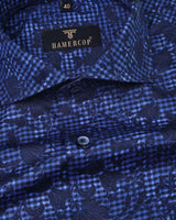Hamerster IndigoBlue Nature Printed Gingham Designer Shirt