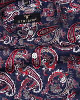 Blue Colorful Floral Paisley Printed Egyptian Gizza Cotton Shirt