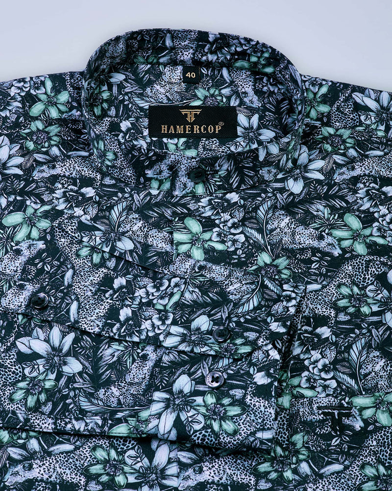 Forest With Black Cheetah Printed Premium Gizza Shirt