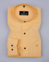 Spirit Yellow With White Dotted Jacquard Dobby Cotton Shirt