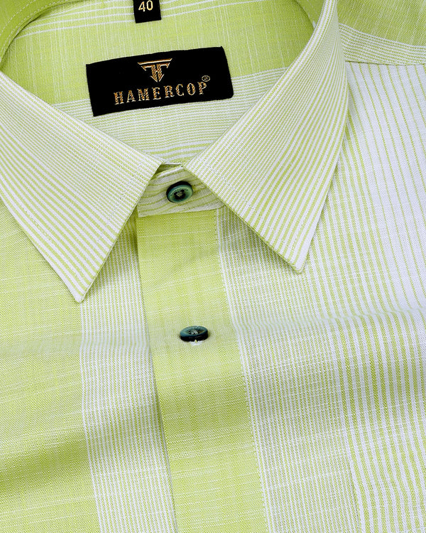 Freesia Green With White Verticle  Special Edition Designer Shirt