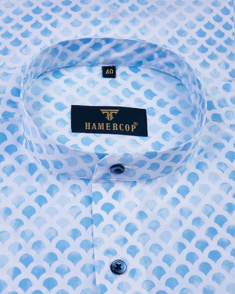 Blue Raindrops Printed Designer Premium Cotton Shirt
