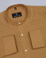 Mustard Color With Blue Polka Printed Premium Cotton Shirt