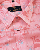 Peach Flamingo Printed Amsler Linen Picnic Shirt