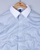Infinite Blue Small Check Designer Cotton Shirt