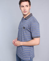 Argentina Blue With Grey Striped Supersoft Smart Polo T-Shirt
