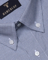 Grey And White With Black Micro Houndstooth Soft Cotton Shirt