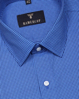 IMO-Ink Blue Houndstooth Dobby Solid Cotton Shirt