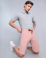Rust Pink Stretch Cotton Shorts