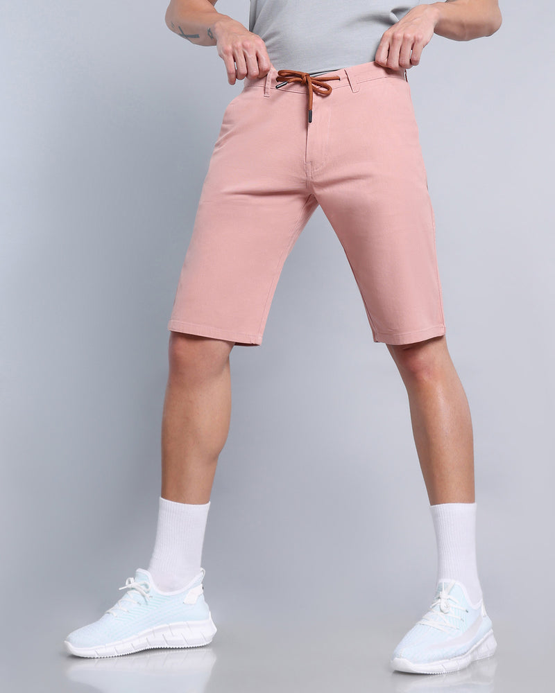 Rust Pink Stretch Cotton Shorts