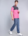 Rose Pink With Black Pique Pima Designer T-Shirt