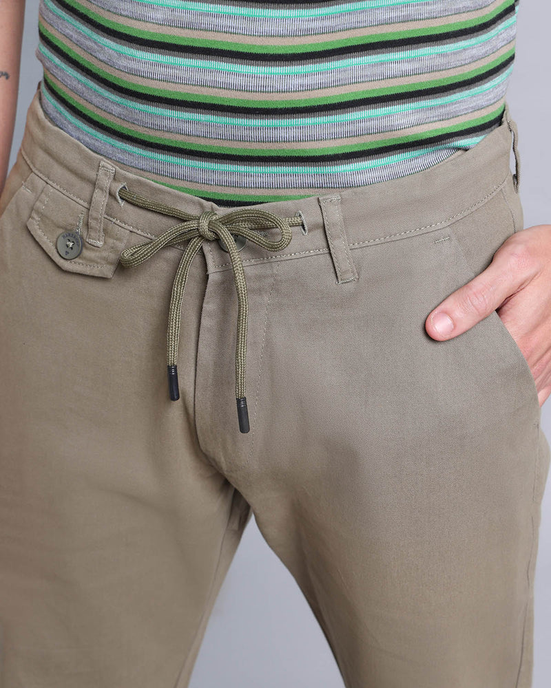 Stylish Olive Green Stretch Cotton Shorts