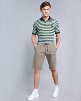 Stylish Olive Green Stretch Cotton Shorts