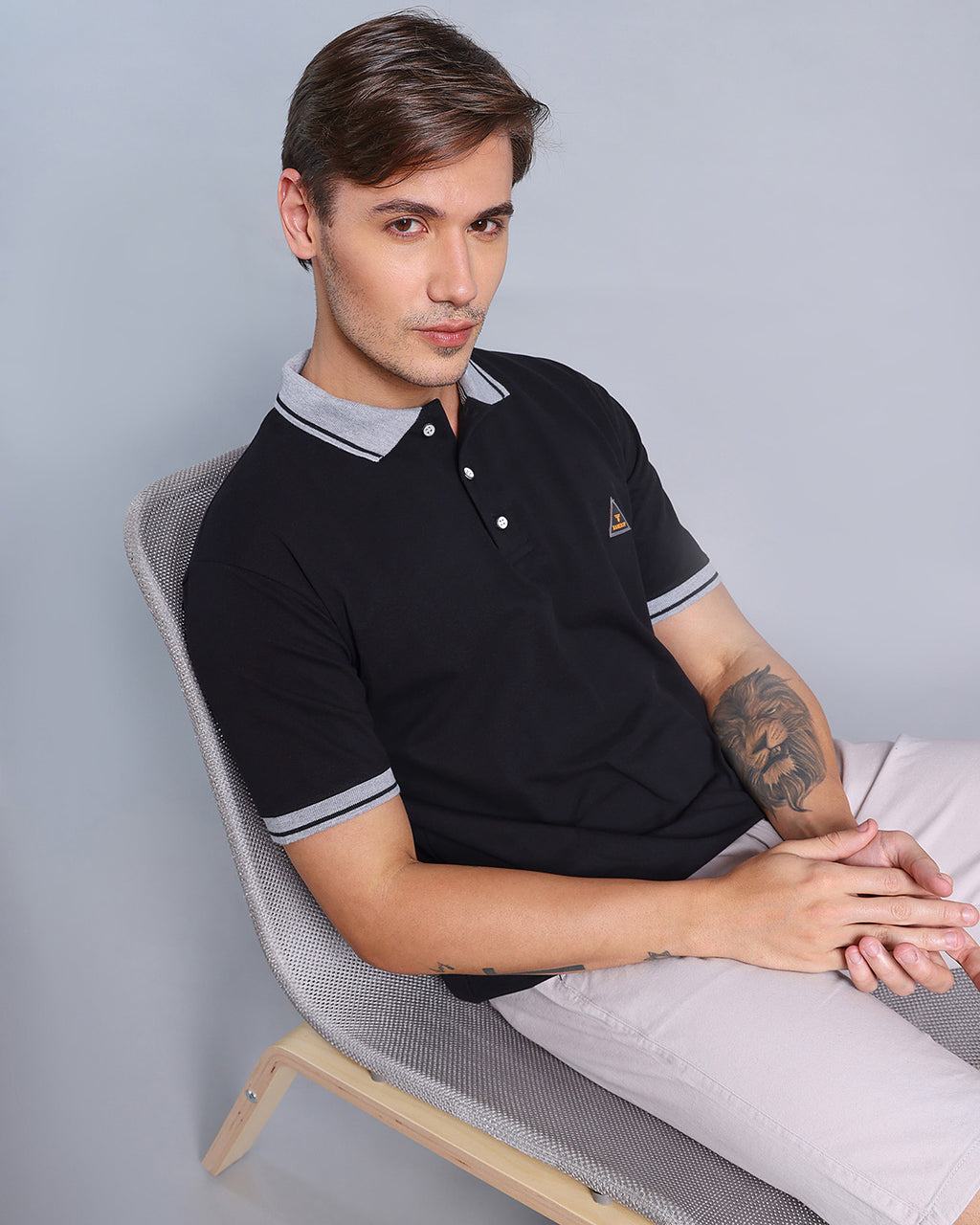 Metal Black Pique Pima Stylised Polo Tee – Hamercop