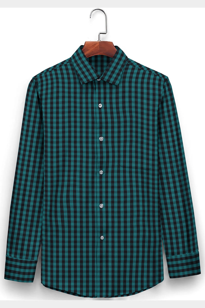Green With Black Gingham Premium Cotton Check