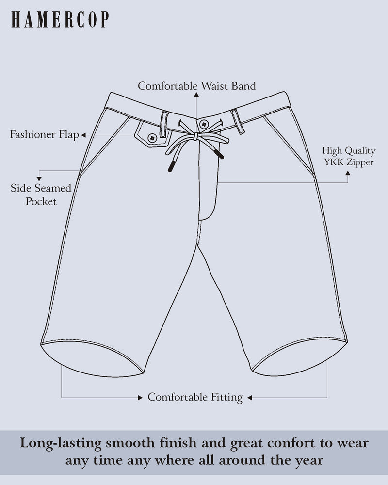 Stylish Smokey Taupe Stretch Cotton Shorts